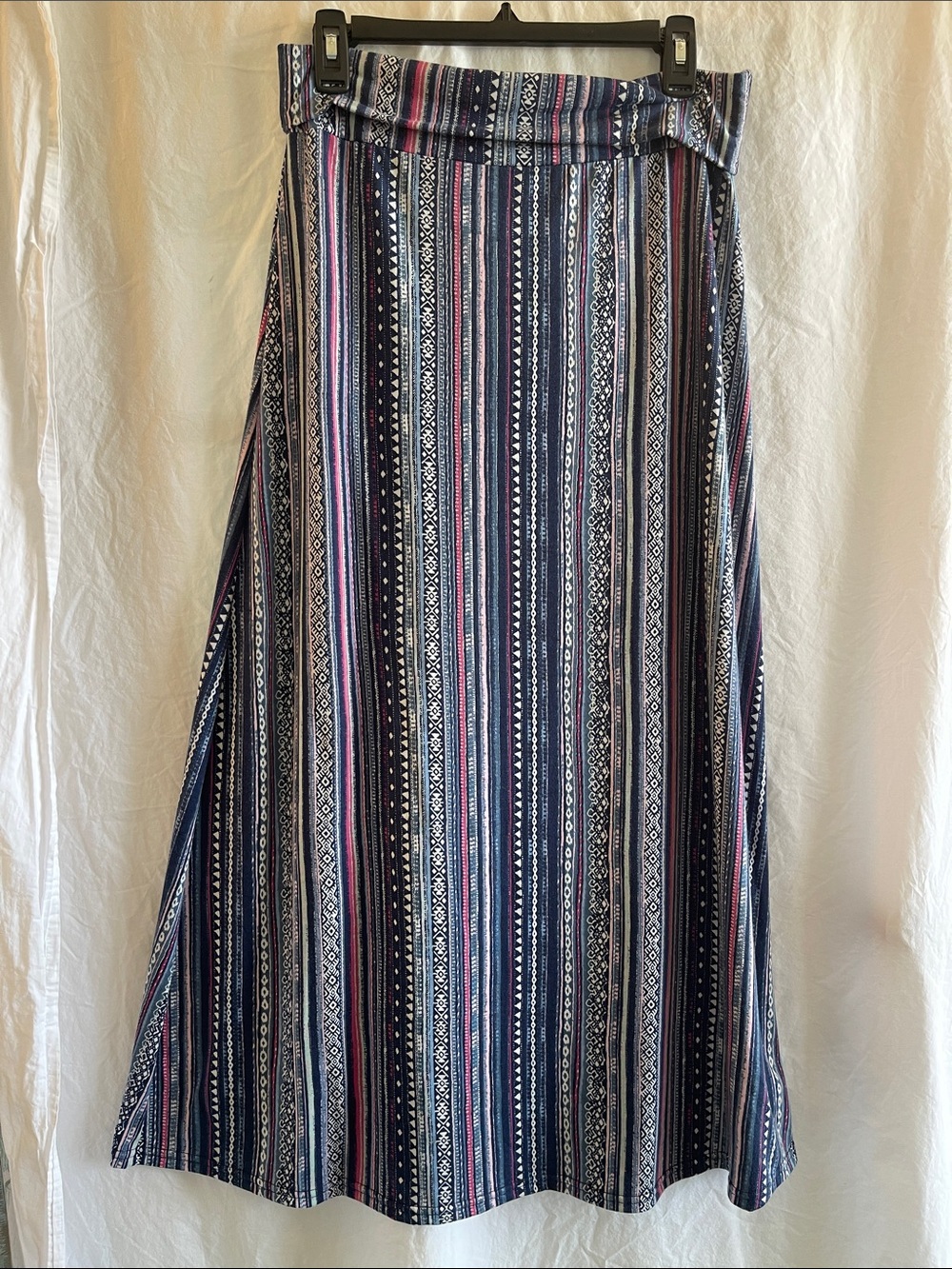 Striped Navy and Pink Maxi Skirt — Casual Everyday Style